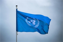 United Nations flag blowing in the wind